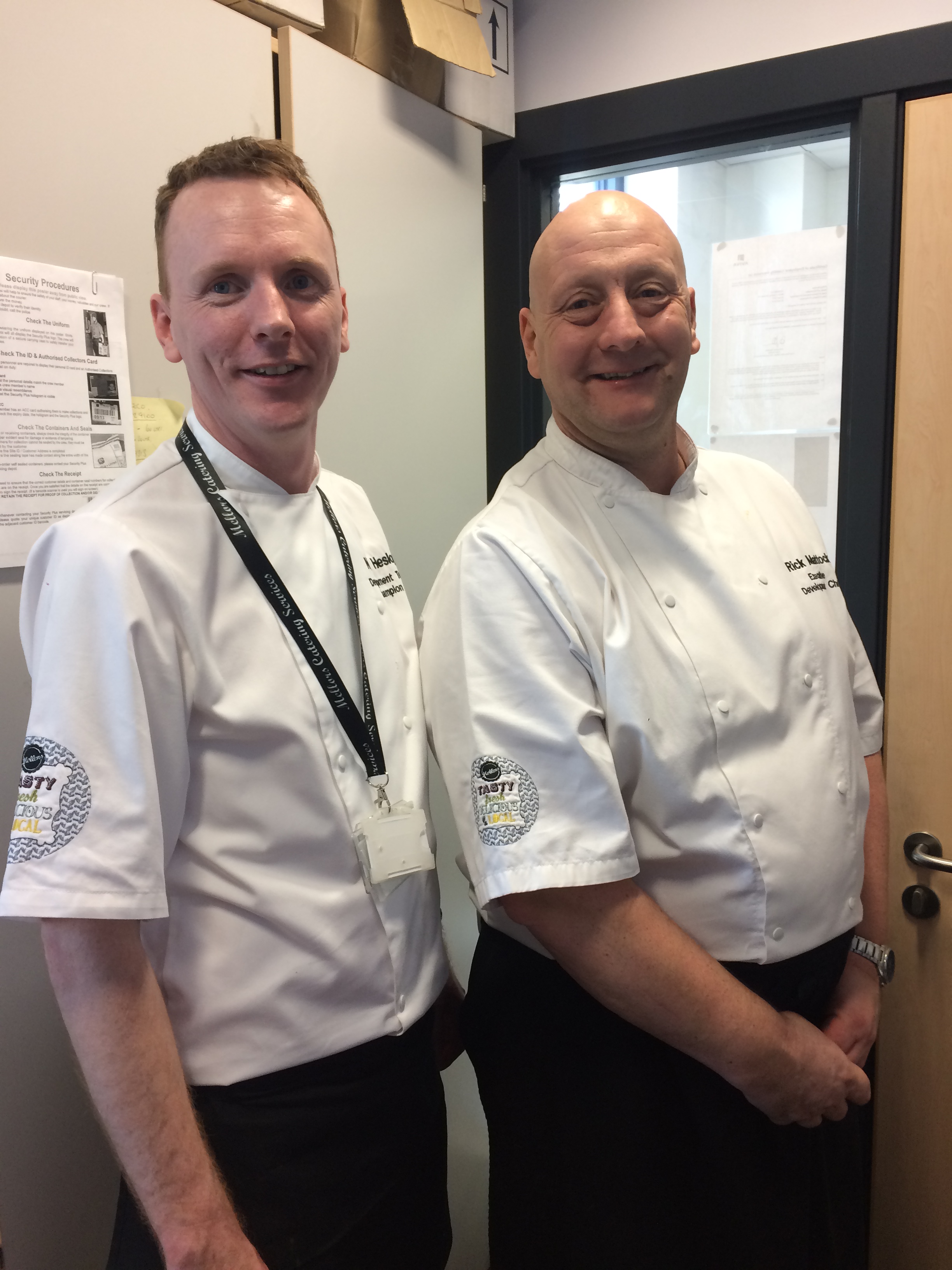 Neil and Richard looking slightly frazelled after a successful college presentation at North Durham Academy