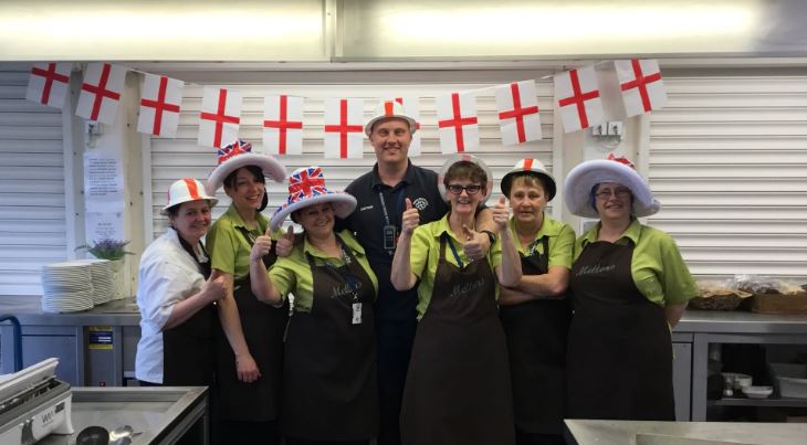 Staff joining in on the St Georges Day fun!